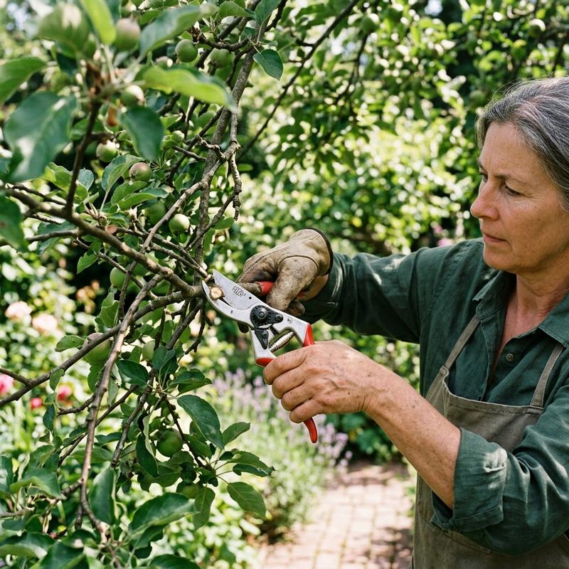 How to prune an apple tree using bypass shears to open up the canopy